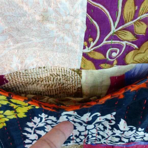 SERRV Sari Patchwork Apron One Size Colorful Upcycled Cotton Hand Stitching Boho - Picture 9 of 16